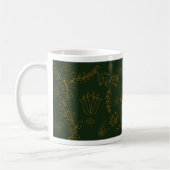 Elegante Emerald Green und Gold Floral Folk Tasse (Links)