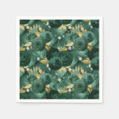 Elegante Emerald Green und Gold Floral Wedding Serviette (Vorderseite)