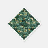 Elegante Emerald Green und Gold Floral Wedding Serviette (Ecke)