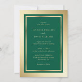 Elegante Emerald Green und Gold Wedding Einladung (Vorderseite)