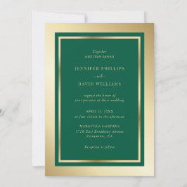Elegante Emerald Green und Gold Wedding Einladung
