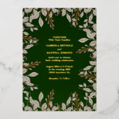 Elegante Emerald Green und Gold Wedding Folieneinladung (Vorderseite)