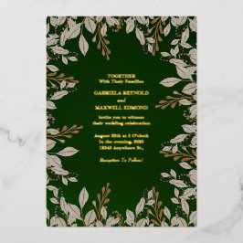 Elegante Emerald Green und Gold Wedding Folieneinladung