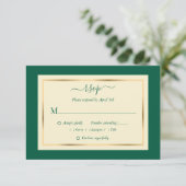Elegante Emerald Green und Gold Wedding RSVP Cards Karte (Stehend Vorderseite)