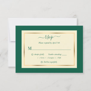 Elegante Emerald Green und Gold Wedding RSVP Cards Karte