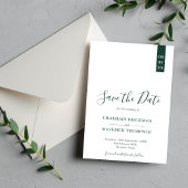 Elegante Emerald Green und White Script Wedding Save The Date