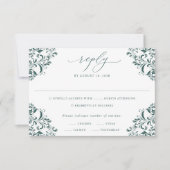 Elegante Emerald Green Vintag Classic Wedding RSVP Karte (Vorderseite)