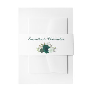 Elegante Emerald Green Watercolor Rose Hochzeit Einladungsbanderole