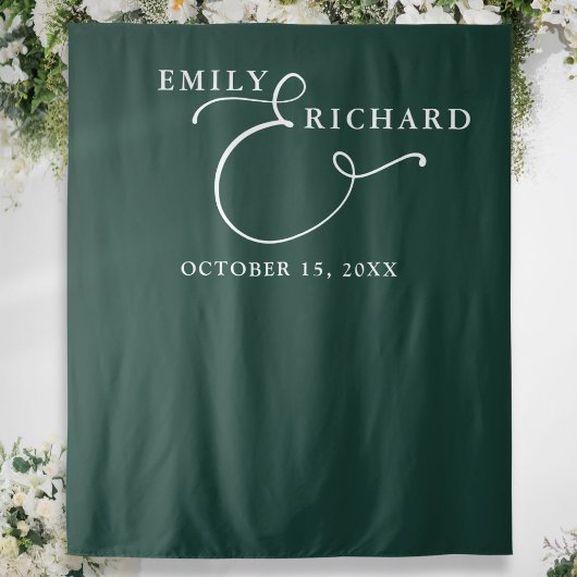 Elegante Emerald Green Wedding Foto Hintergrund Wandteppich
