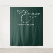 Elegante Emerald Green Wedding Foto Hintergrund Wandteppich (Vorderseite)