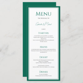 Elegante Emerald Green Wedding Menu Card