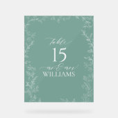 Elegante Emerald Green Wedding Tischnummer Acrylschild (Vorderseite)