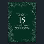 Elegante Emerald Green Wedding Tischnummer Card<br><div class="desc">Die "Elegant Emerald Green Wedding Tischnummer Card" ist eine raffinierte Ergänzung zu Ihrer Hochzeitsempfangsdekoration. Mit einem smaragdgrünen Hintergrund und gerahmt mit einem zarten, von Hand gezeichnet, grünen Rahmen strahlt diese Karte natürliche Eleganz aus. Die Tischnummer wird in einem sauberen, modernen Schriftart sichtbar dargestellt, um leicht lesbar zu sein. Diese hochwertigen...</div>