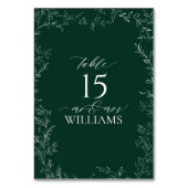 Elegante Emerald Green Wedding Tischnummer Card (Rückseite)