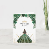 Elegante Emerald Quinceañera Imitats Foil Dankeskarte (Vorderseite)
