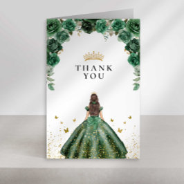 Elegante Emerald Quinceañera Imitats Foil Dankeskarte