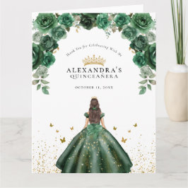 Elegante Emerald Quinceañera Imitats Foil Dankeskarte