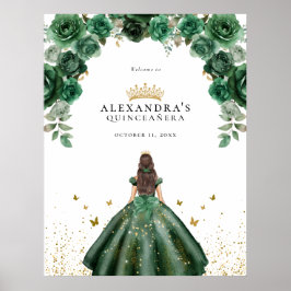 Elegante Emerald Quinceañera Imitats Foil Poster