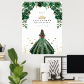 Elegante Emerald Quinceañera Imitats Foil Poster (Heimbüro)