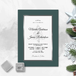 Elegante Emerald Silver Winter Holiday Wedding Einladung