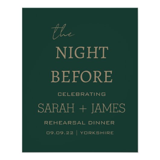 Elegante Emerald The Night Before Probe Dinner Poster (Vorderseite)