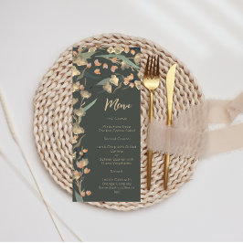 Elegante Emerald und Beige Wildblume Botanisch Menükarte