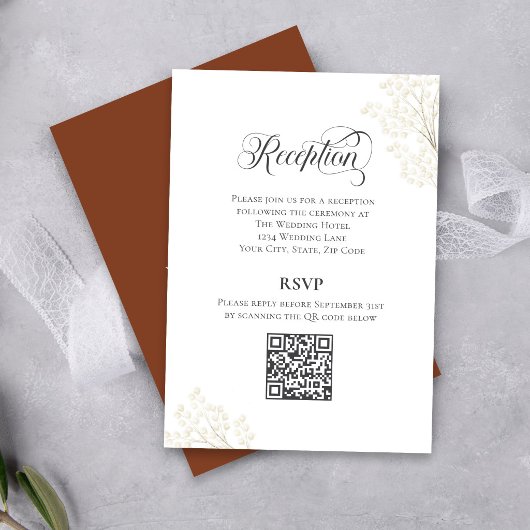 Elegante Empfangs-RSVP-QR-Code-Beilagekarte Begleitkarte