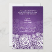 Elegante Empfangs-Stern-Paisley-Spitze lila Einladung (Rückseite)