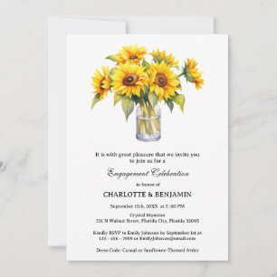 Elegante Engagement für Sonnenblumen Einladung