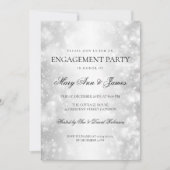 Elegante Engagement Partei Silver Shimmer Lichter Einladung (Vorderseite)