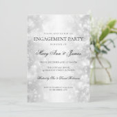 Elegante Engagement Partei Silver Shimmer Lichter Einladung (Stehend Vorderseite)