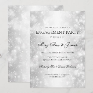 Elegante Engagement Partei Silver Shimmer Lichter Einladung