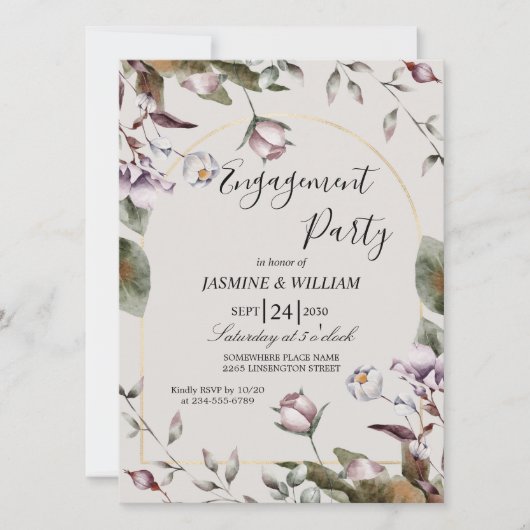 Elegante Engagement Party Einladung, individuell a Einladung (Vorderseite)