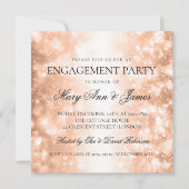 Elegante Engagement Party Rose Gold Shimmer Lights Einladung (Vorderseite)