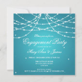 Elegante Engagement Party Sparkling String Turquoi Einladung (Vorderseite)