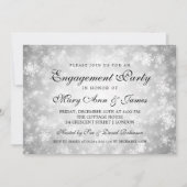 Elegante Engagement Party Winter Wonderland Silver Einladung (Vorderseite)