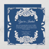 Elegante englische China Blue & White Einladung (Vorne/Hinten)