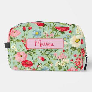 Elegante englische Land-Wildblume personalisiert Waschbeutel