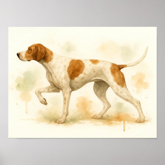 Elegante englische Pointer Dog Watercolor Poster (Vorne)
