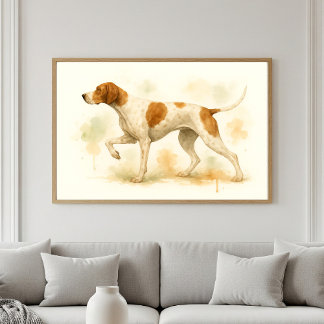 Elegante englische Pointer Dog Watercolor Poster