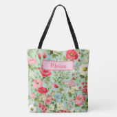 Elegante English Country Wildblume Personalisiert Tasche (Rückseite)