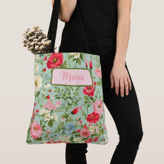 Elegante English Country Wildblume Personalisiert Tasche (Von Nahem)