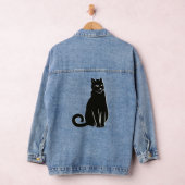 Elegante Enigma: Künstlerische schwarze Katze Jeansjacke (Hangar)