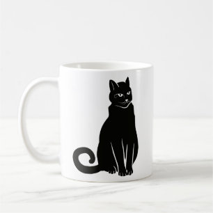 Elegante Enigma: Künstlerische schwarze Katze Kaffeetasse
