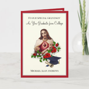 Elegante Enkel-Abschluss Sacred Heart Rosen Karte