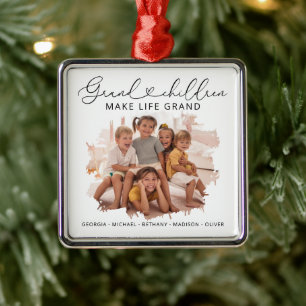 Elegante Enkelkinder Foto Weihnachten Ornament Aus Metall