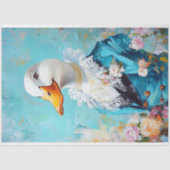 Elegante Ente in Blue Anzug mit Rose Decoupage Seidenpapier (Vorderseite)