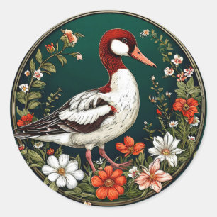 🦆 Elegante Enten Blumen Natur Geschenk Runder Aufkleber