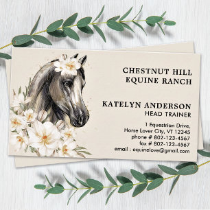 Elegante Equine Florale Personalisierte Reitsport  Visitenkarte