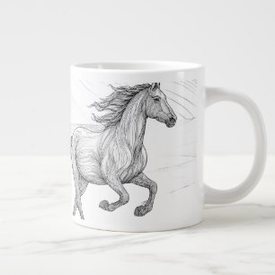 Elegante Equine-Skizze Keramik-Tasse Jumbo-Tasse